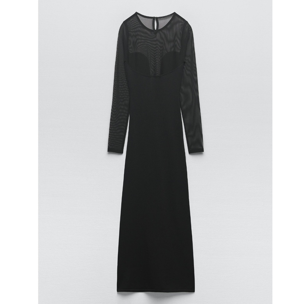 Zara SEMI-SHEER DETAIL KNIT DRESS - Picture 3 of 16